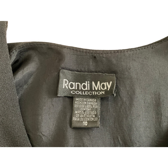 Randi May Collection Womens 10 Dress Black Short Sleeve Pleated Chiffon Overlay - Picture 3 of 10